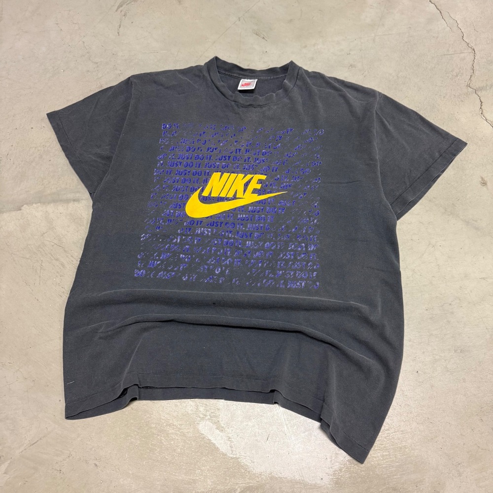 Vintage Nike T Shirt XL Mens 90s Faded Black Just Do It Made in USA Tee
